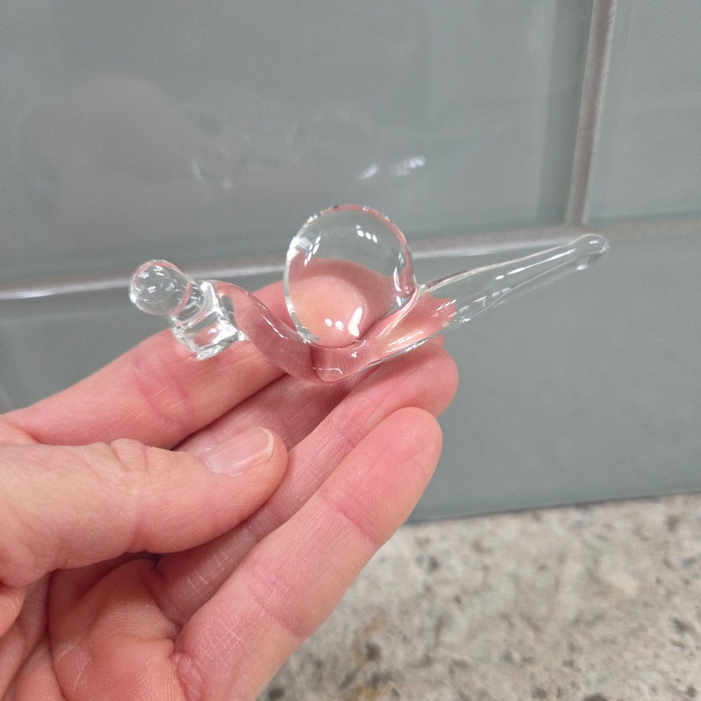 Vintage Clear Art Glass Snail Figurine Hand Blown Miniature Animal
